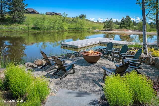15374 S Chalone Dr, Coeur Dalene, ID 83814 - dock area featuring a fire pit and a water view