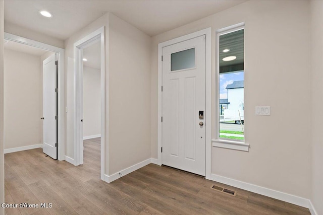 entrance foyer with wood-type flooring