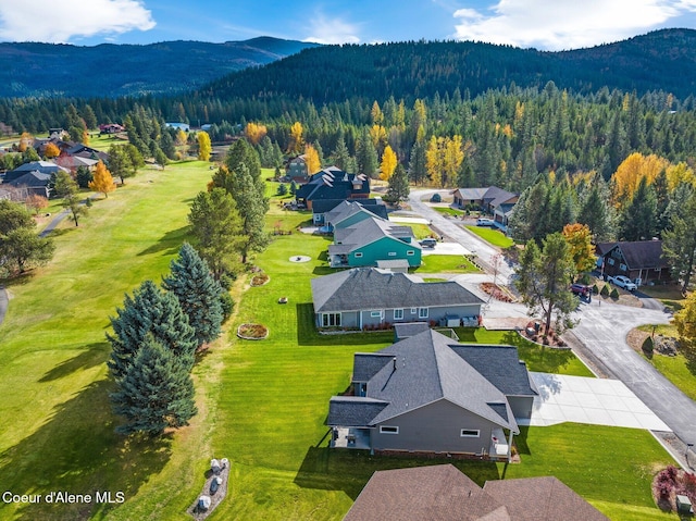 bird's eye view featuring a mountain view