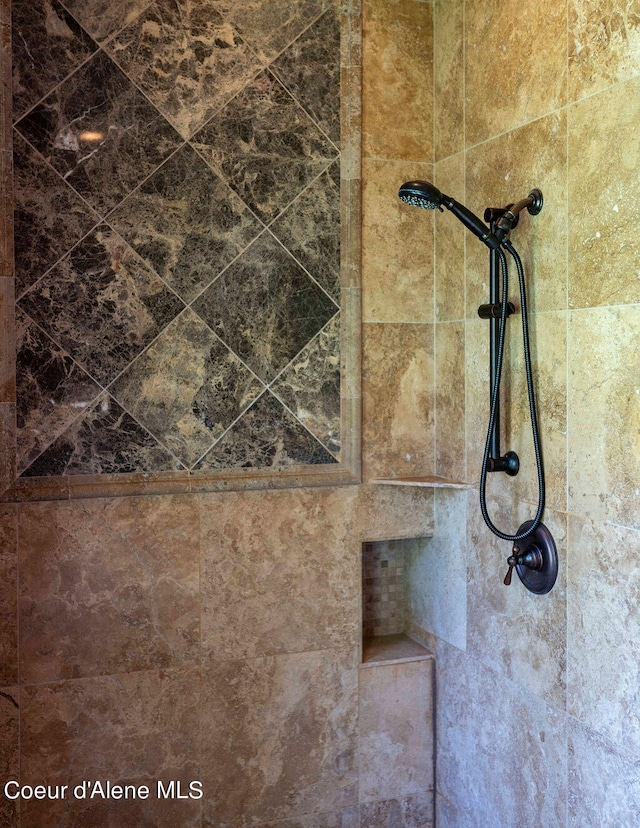 interior details with tiled shower