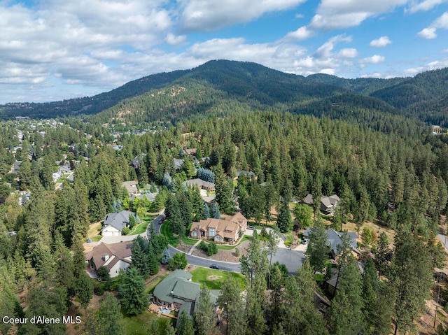 birds eye view of property with a mountain view