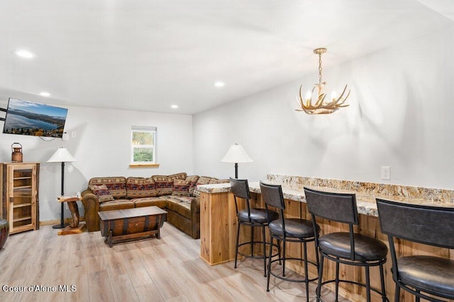 living room with light wood-type flooring