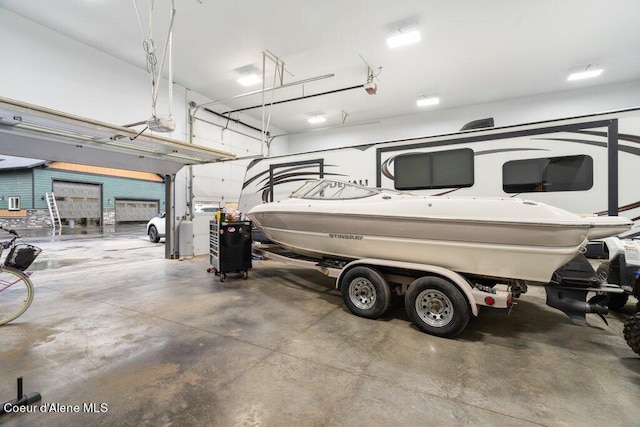 garage with a garage door opener