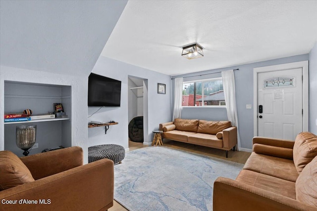 living room with light wood-type flooring