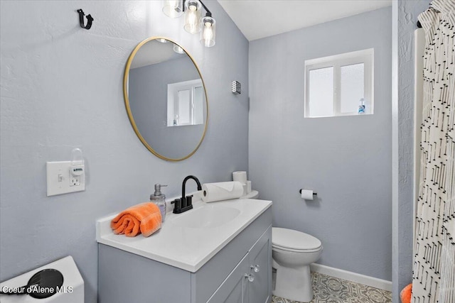 bathroom with toilet and vanity