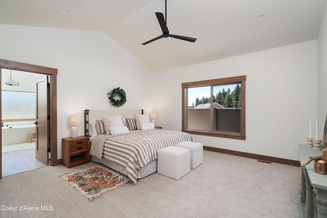 11996 N Rocking R, Hayden, ID 83835 - bedroom featuring lofted ceiling, a ceiling fan, and ensuite bathroom