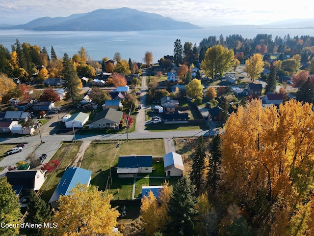 birds eye view of property featuring a mountain view