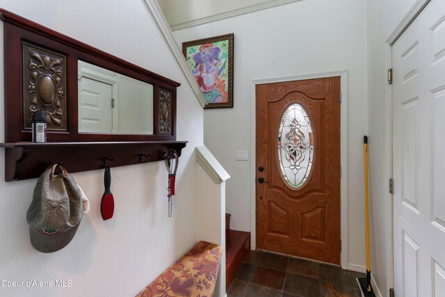296 Ullr Dr, Sandpoint, ID 83864 - entrance foyer featuring baseboards and stone finish flooring