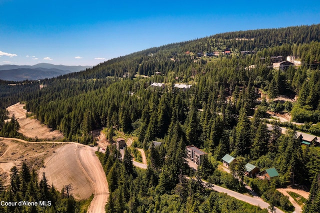 bird's eye view with a mountain view