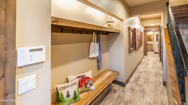 mudroom featuring light hardwood / wood-style flooring