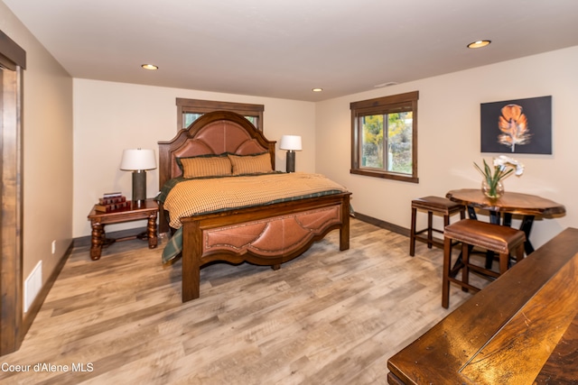 bedroom featuring light hardwood / wood-style flooring