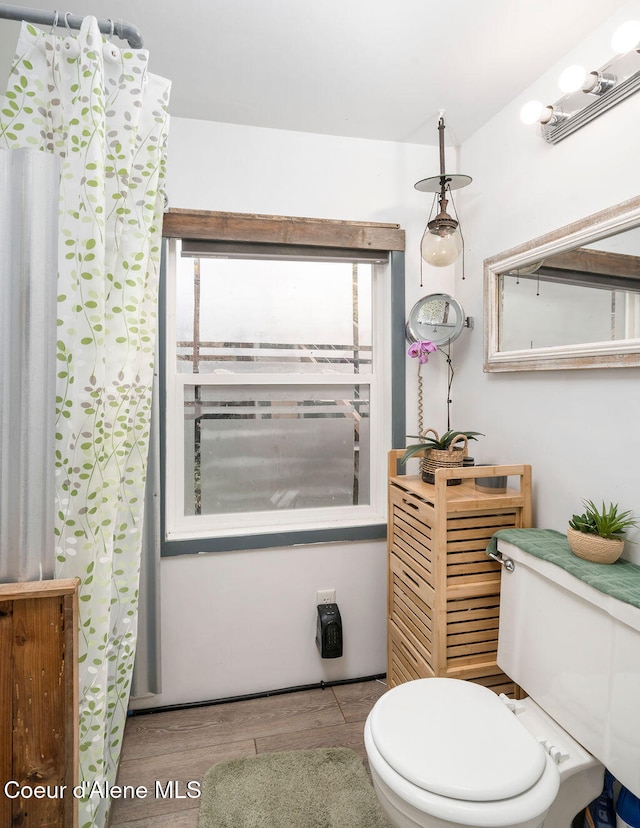 bathroom featuring toilet and hardwood / wood-style floors