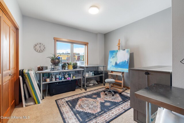 office area featuring carpet floors