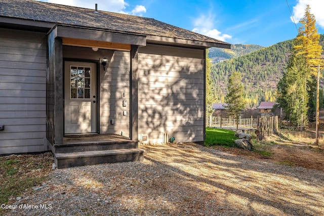 property entrance with a mountain view