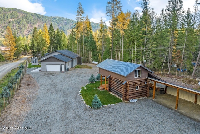 aerial view with a mountain view