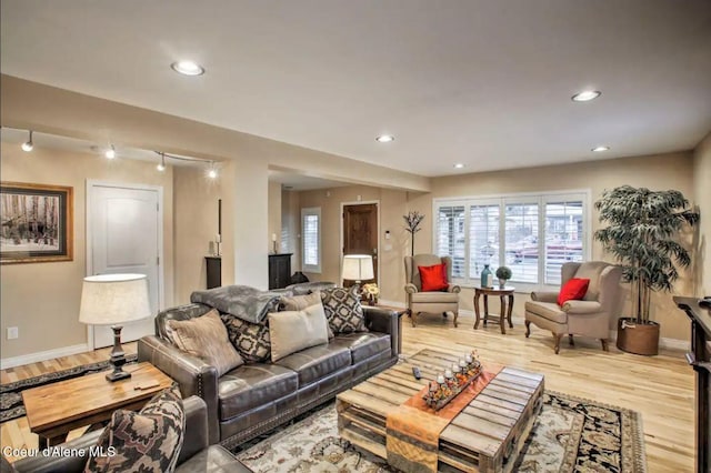 living room featuring light hardwood / wood-style flooring