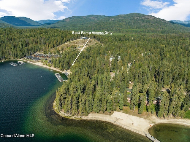 aerial view with a water and mountain view