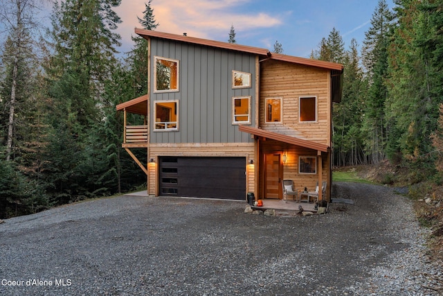 modern home featuring a garage