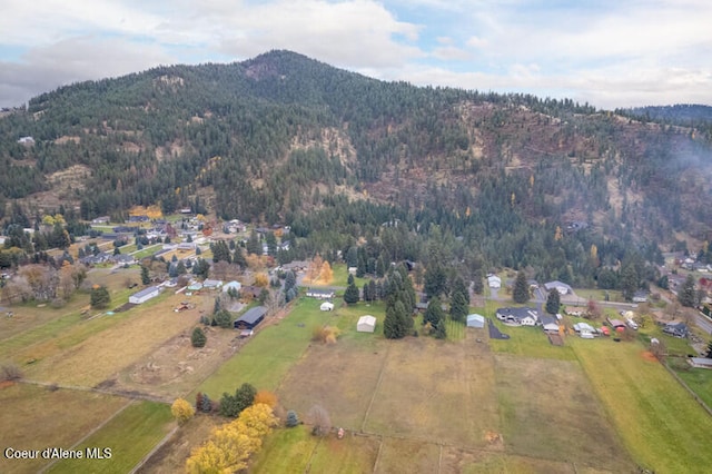 bird's eye view with a mountain view