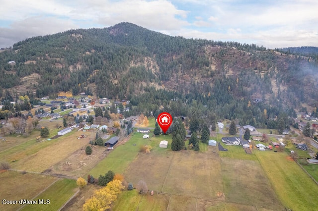 bird's eye view with a mountain view