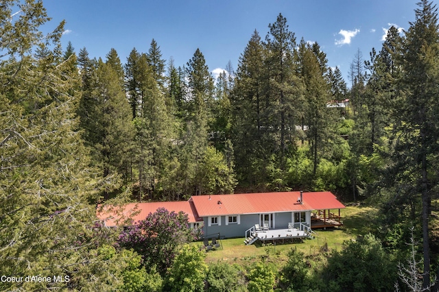 431 E Sunnyside Rd, Sandpoint, ID 83864 - view from above of property with a heavily wooded area