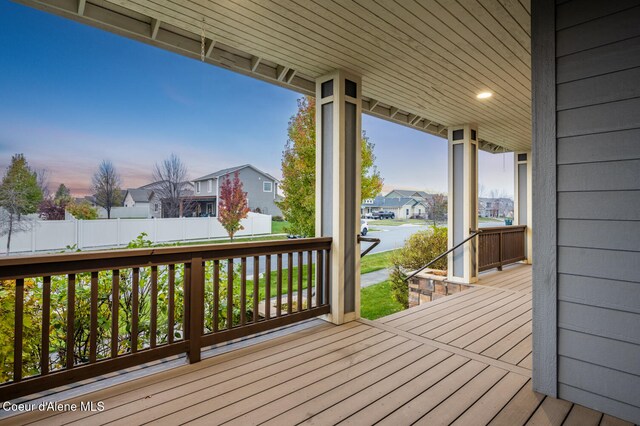 deck at dusk with a water view