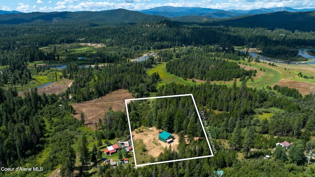 birds eye view of property featuring a mountain view