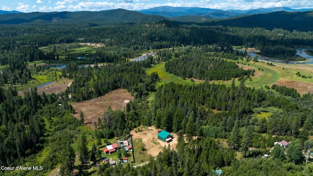 bird's eye view with a mountain view