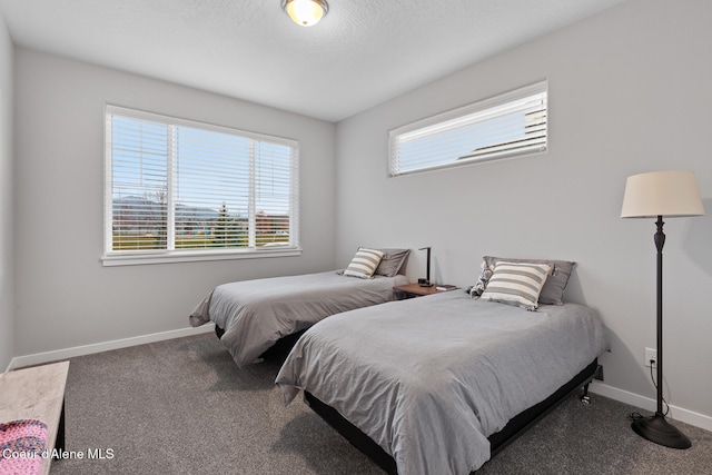 bedroom featuring carpet floors and a textured ceiling