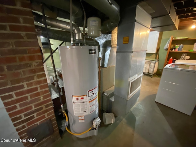 utility room with washer / clothes dryer and water heater