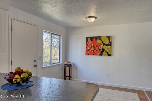 dining room with a textured ceiling