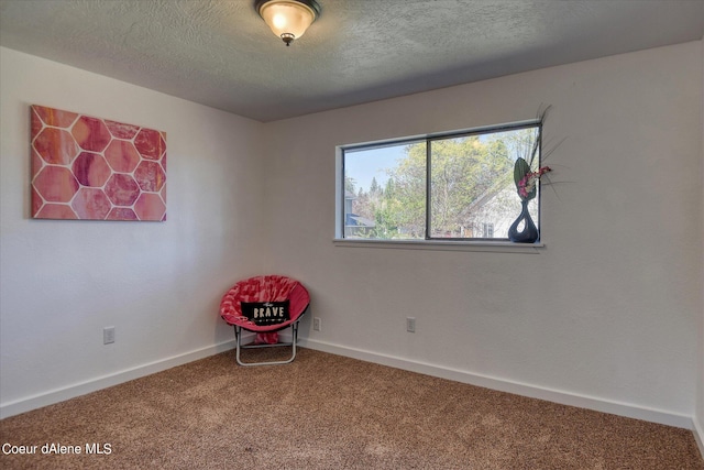 carpeted empty room featuring a textured ceiling