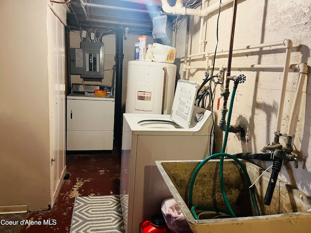 laundry room with separate washer and dryer and electric panel