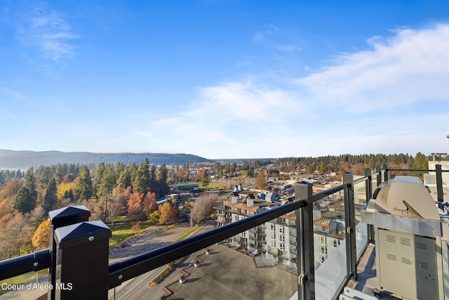 balcony featuring a mountain view