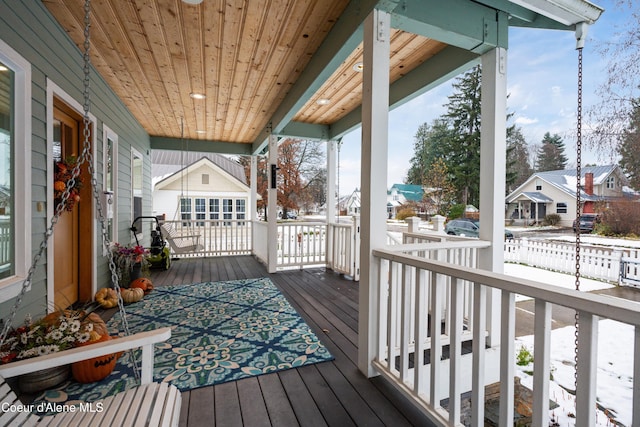 deck featuring a porch