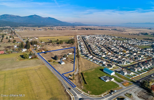 drone / aerial view with a mountain view