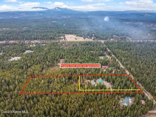 birds eye view of property featuring a mountain view