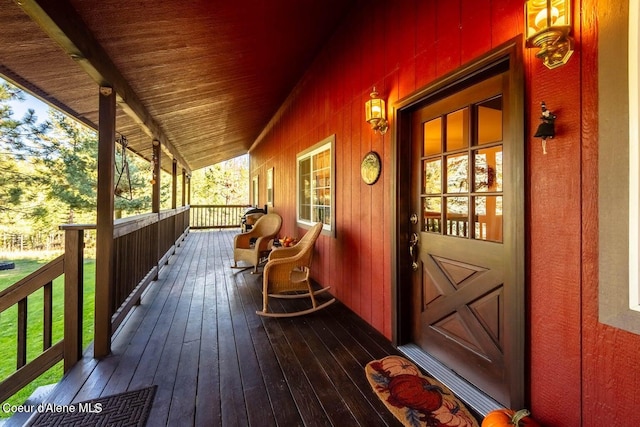 deck featuring covered porch