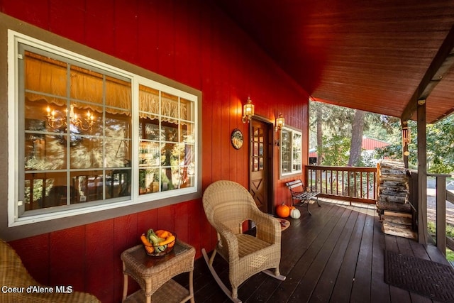 wooden deck with covered porch