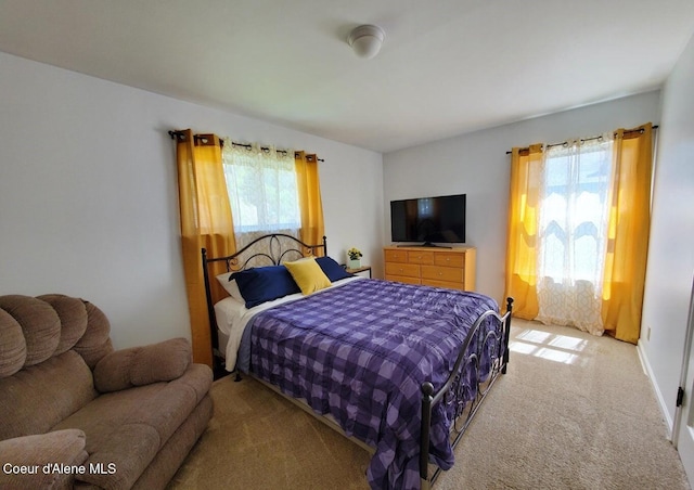 carpeted bedroom with multiple windows