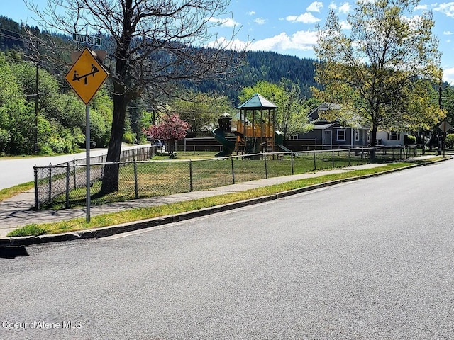 view of street with a mountain view