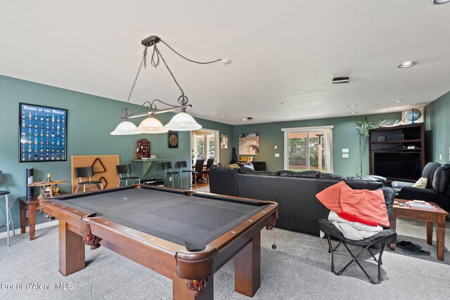 11673 N Boyer Rd, Sandpoint, ID 83864 - playroom with light carpet, pool table, and healthy amount of natural light