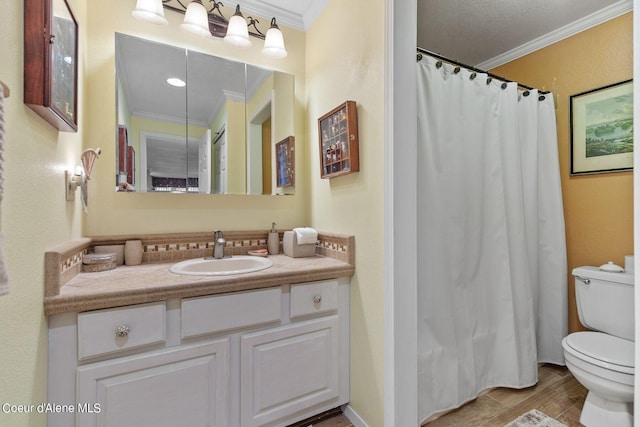 5299 W Green Ct # 5, Rathdrum, ID 83858 - full bath with ornamental molding, toilet, tasteful backsplash, vanity, and wood finished floors