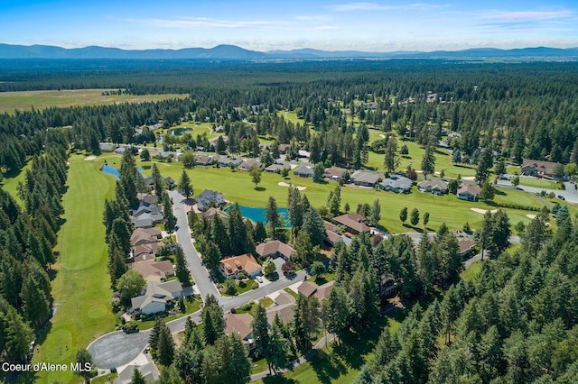 bird's eye view with a mountain view