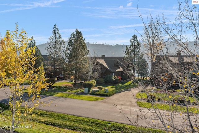 exterior space featuring a mountain view