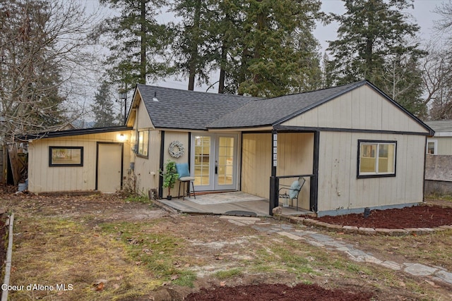 back of property with french doors