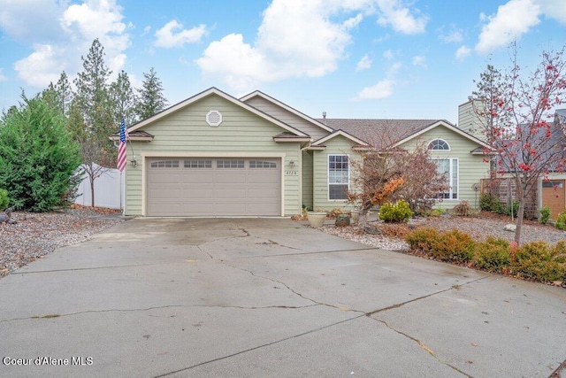 single story home with a garage