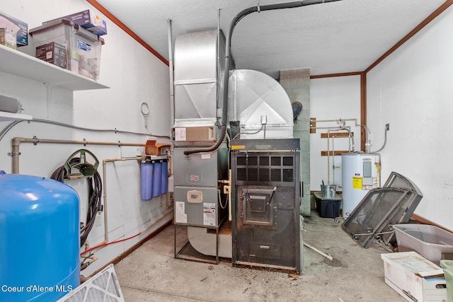 utility room with water heater