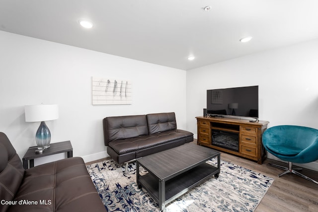 living room with hardwood / wood-style flooring