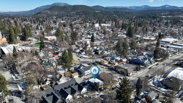 bird's eye view with a mountain view